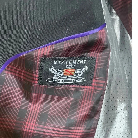 Statement Italy Confidence Blazer Suit Jacket Men's 40R Black - - Picture 6 of 13